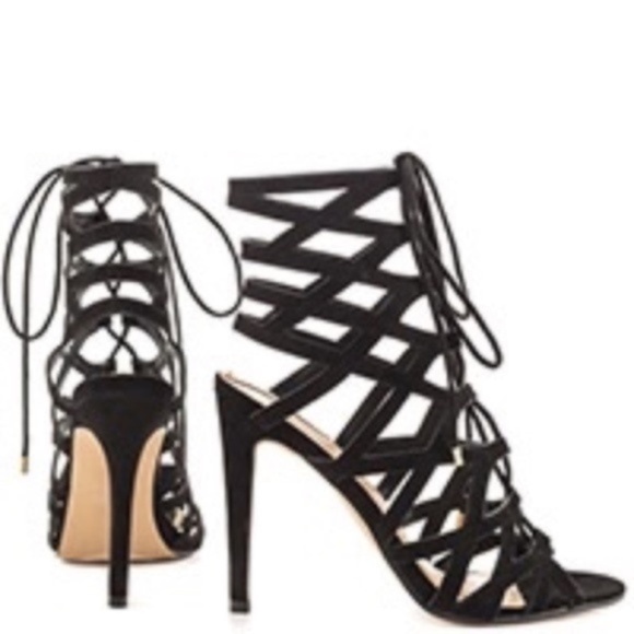 Aldo Black Lace Up High Heel Sandals - Picture 3 of 4